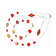 Комплект Портофино пикколо красный: ожерелье, браслет, серьги