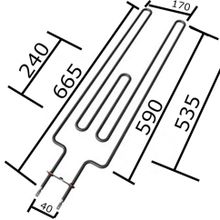 ТЭН для печей HARVIA 2000W, L160x655мм, прямой, 230V, 256-ZSE