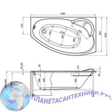 Акриловая ванна Aquanet Sofia 170x100 R