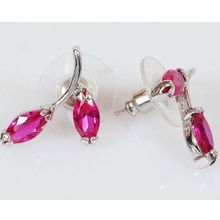 Серьги с (RH) корундом "Листья"