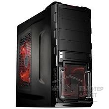 3Cott 1810 ATX w o PSU,окно USB 3.0 с доп.коннектором USB 2.0 , 2х 12см LED новые красные вент-ры, Black