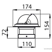 Osculati RIVIERA compass 4 enveloping opening black black front view, 25.028.17