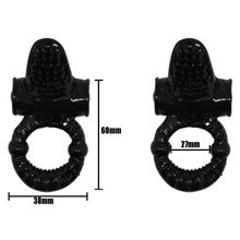 Baile Чёрное эрекционное кольцо с вибрацией и щеточкой для клитора (черный)