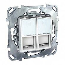 Розетка компьютерная 2xRJ45 Cat.5 UNICA, белый |  код. MGU5.2020.18ZD |  Schneider Electric