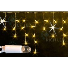 Rich LED RL-i3*0.5F-RW Y Уличная светодиодная Бахрома 3x0.5 м, желтый, мерцание, провод резиновый белый