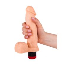 Гелевый виброфаллос с мошонкой - 19 см. (47227)