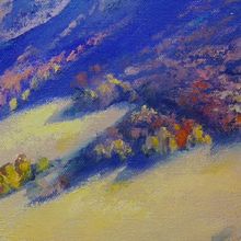 Картина на холсте маслом "Осенние краски на горном склоне"