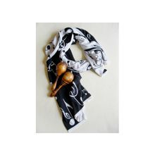 Вязаный бамбуковый шарф , черно- белый
