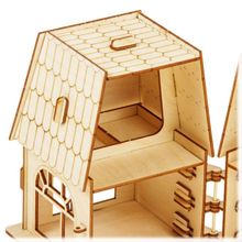 Конструктор Дом с мебелью  деревянный (кукольный домик-чемодан)