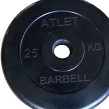 Диск Barbell Atlet, обрезиненный черный d-51mm 25кг