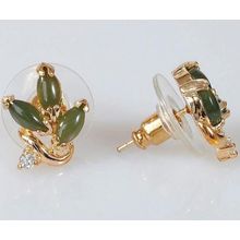 Серьги с нефритом "3 камня"