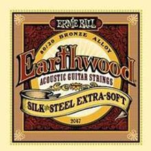 P02047 Earthwood Silk & Steel Extra Soft Струны для акустической гитары,сталь+шелк 10-50, Ernie Ball