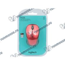 Оптическая мышь Logitech "M235" 910-002496, беспров., 2кн.+скр., красно-черный (USB) (ret) [134957]