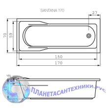 Ванна акриловая Cersanit Santana 170x70