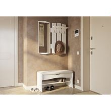 Вешалка с зеркалом Фьюжен 860х215х880  Рамух Белый