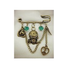 Булавка "череп с розой"