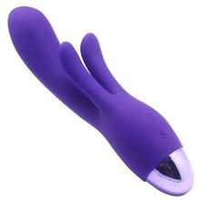 Фиолетовый вибратор INDULGENCE Rechargeable Frolic Bunny - 18,7 см.