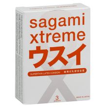 Ультратонкие презервативы Sagami Xtreme SUPERTHIN - 3 шт. прозрачный