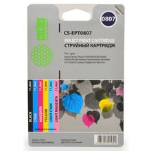 Картридж струйный Cactus CS-EPT0807 черный желтый голубой пурпурный светло-голубой светло-пурпурный