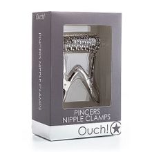 Серебристые металлические клипсы на соски с цепочкой (56431)