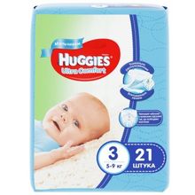 Huggies Ultra Comfort 3 (5-9 кг) для мальчиков 21 шт