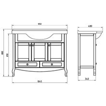 ASB-Woodline Тумба с раковиной Флоренция 105 белая патина, серебро, витраж, массив ясеня