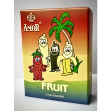 AMOR Ароматизированные презервативы AMOR Fruit  Яркая линия  - 3 шт.