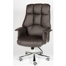 Кресло для руководителя Президент сталь + хром темно-коричневая экокожа