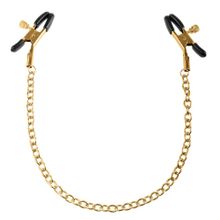 Чёрные с золотом зажимы на соски Gold Chain Nipple Clamps золотистый