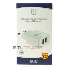 Сетевое зарядное устройство c 2 USB Ubik UHS22, 2,1A, белое