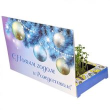Открытка С Новым годом голубая (набор для выращивания)