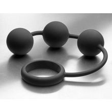 Анальные шарики Tom of Finland Silicone Cock Ring with 3 Weighted Balls Черный