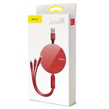 Baseus Кабель Baseus Fabric 3-in-1 Flexible red