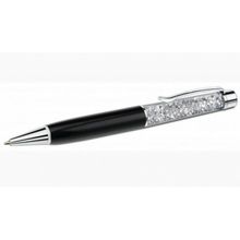 Флешка ручка с кристаллами Swarovski, черная