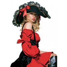 Leg Avenue Роскошная пиратская шляпа с кружевами и бантом (черный)