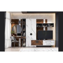 Алмаз. Любимый дом Модульная гостиная Вилена (Оникс серый Монте белый Орех натуральный)