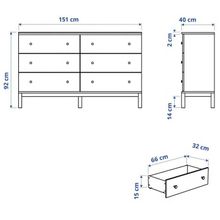 Комод TARVA 6, 151х92х40, Массив сосны