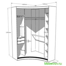 Радиусный шкаф-купе Радион с угловым элементом с дверью