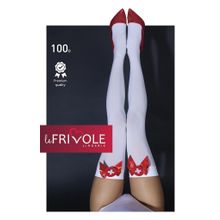 Le Frivole Чулки медсестры с эмблемой и бантом (S-M   белый с красным)