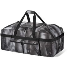 Большая мужская сумка темно-серого цвета с абстрактным принтом DAKINE UTILITY DUFFLE 90L SMO SMOLDER с карманами ремнём
