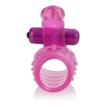 Розовое эрекционное кольцо с вибростимулятором клитора BASIC ESSENTIAL Розовый