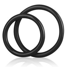 Набор из двух черных силиконовых колец разного диаметра SILICONE COCK RING SET (44571)