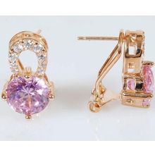 Серьги с розовым фианитом "Подковка"