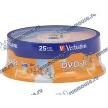 Диск DVD-R 4.7ГБ 16x Verbatim "43538", Printable, пласт.коробка, на шпинделе (25шт. уп.) [46893]