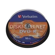 DVD-R диск 16х Verbatim 4.7 Гб, 10 дисков