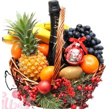 Новогодние корзины подарочные с фруктами гирлянда