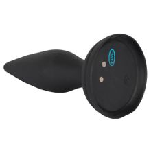 Чёрная вибропробка Vibro-Butt Plug with a Suction Cup - 13,6 см.