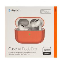Силиконовый чехол для AirPods Pro, персиковый, Deppa
