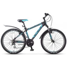 STELS Navigator-650V.16 (26" 21ск,алюм.рама,аморт.вилка,торм Vbr,Shimano EF51 TX51 Acera HG41)(рама 17,5", черный серебристый голубой)