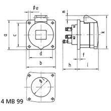 Bals Панельная розетка Bals 13687 400 В 16 А 3 полюса IP44 Quick-Connect серо-красная